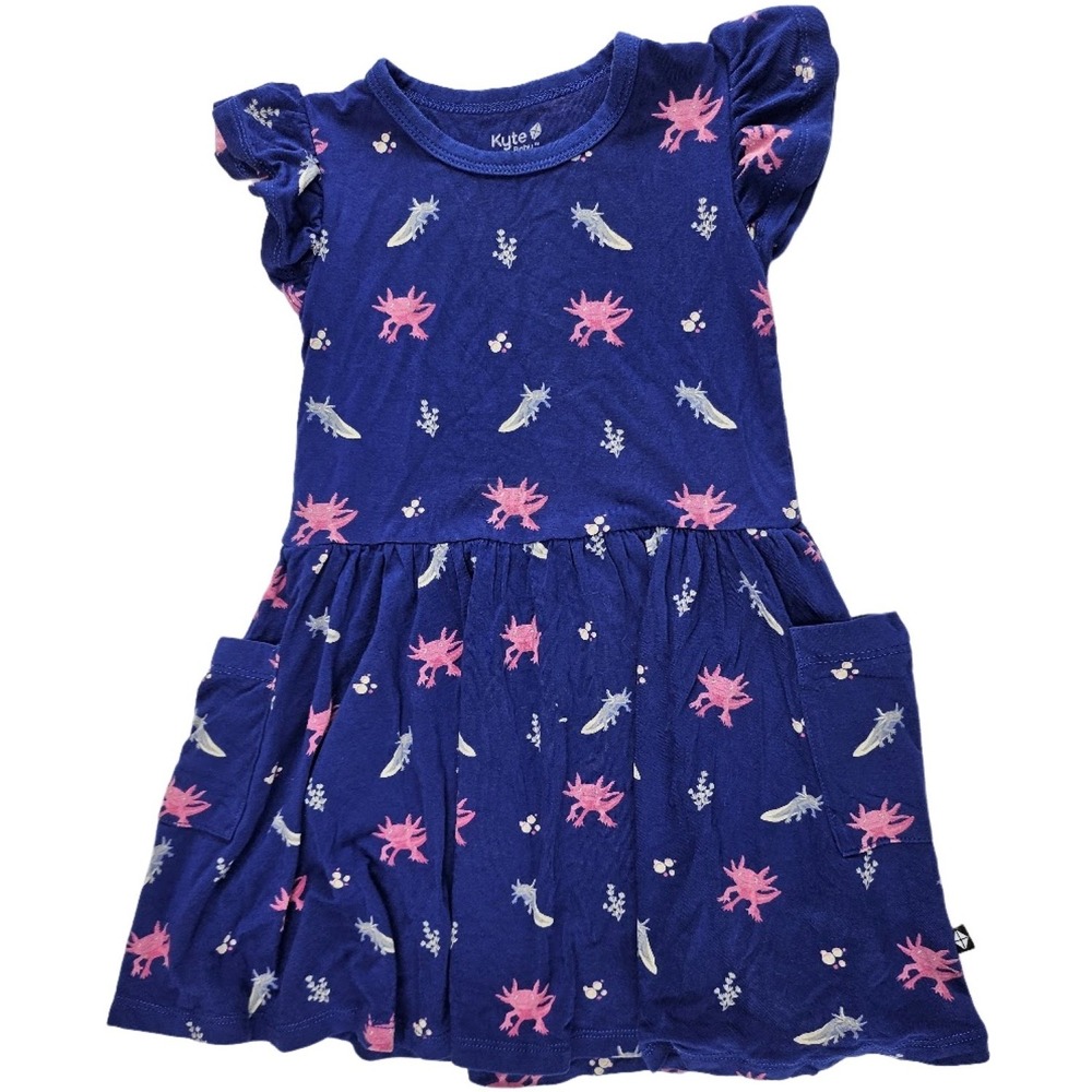 Kyte Baby Girl 2T Bamboo Dress Blue Crab Whale Ocean Pockets Toddler Soft
